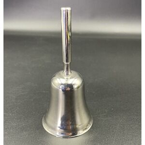 Vintage Small Silverplate Dinner Bell Polished Working Clacker Yoga Meditation